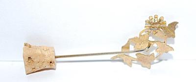 Yellow Bouquet of Flowers PIN (1¾") with Single Clear Stone Accent