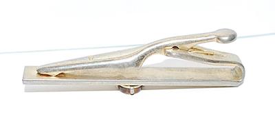 Vintage Gold Tone Round "TIGER EYE STONE STYLE" TIE CLASP (2" L)