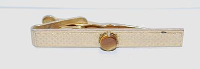 Vintage Gold Tone Round "TIGER EYE STONE STYLE" TIE CLASP (2" L)