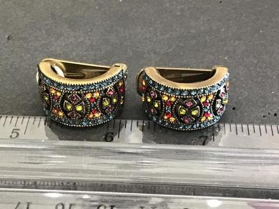 Heidi Dause Clip on Rhinestone Earrings