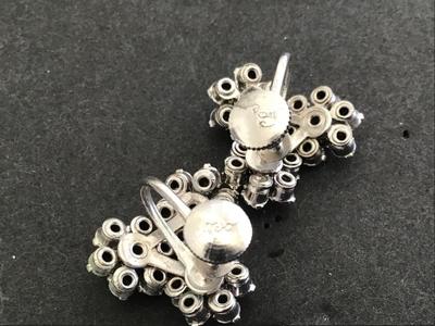 Coro Signed Rhinestone Flower cluster Earrings. Excellent