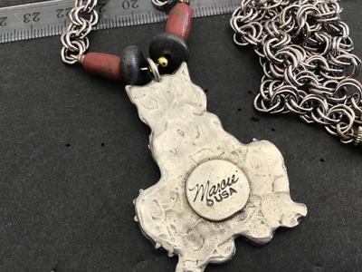Pewter Vintage Signed Marcie USA Necklace