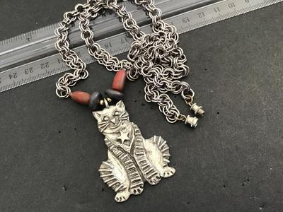 Pewter Vintage Signed Marcie USA Necklace