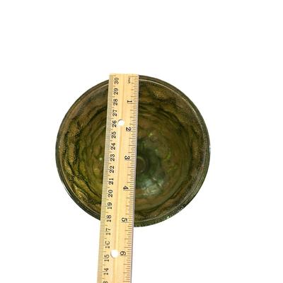 Pair Vintage MCM Green Glass Pedestal Vases/Compote/Candy Dishes, Unmarked