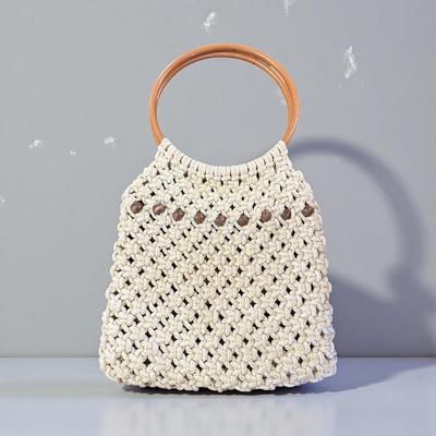 Vintage Womens Beige Braided Purse/Handbag