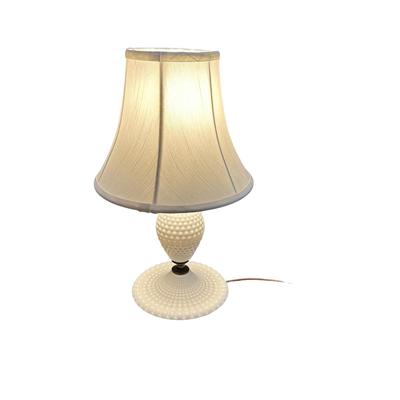 Petite Knobbed Milk Glass Lamp with Shade