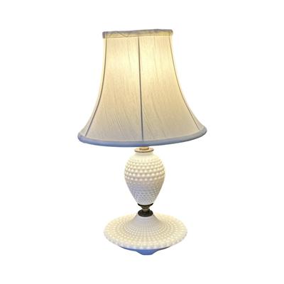 Petite Knobbed Milk Glass Lamp with Shade