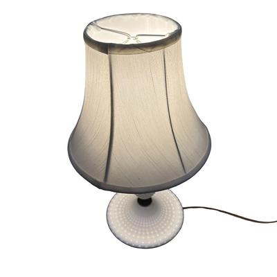 Petite Knobbed Milk Glass Lamp with Shade