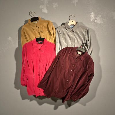 Lot of 4 Long Sleeve Soft Women's Button Down Shirts