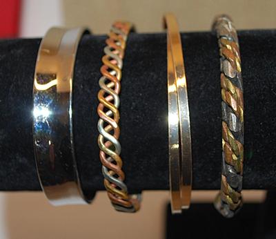 Collection of 4 Assorted CUFF BRACELETS (-2½"+ Opening) with Both Twisted and Smooth Gold, Silver and Rose Gold Tones