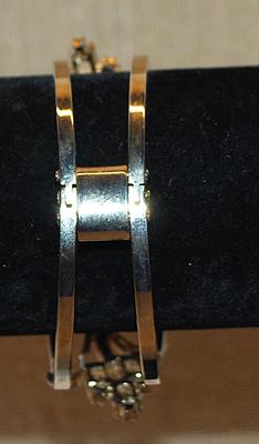 VINTAGE Spring-Clip CUFF BRACELET (2¼" Opening) with Graphic Design