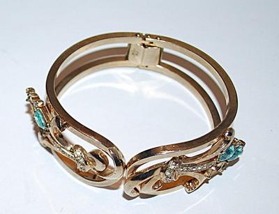 VINTAGE Spring-Clip CUFF BRACELET (2¼" Opening) with Graphic Design