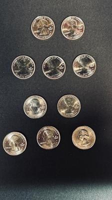 TEN 2015 UNCIRCULATED STATE PARK COMMEMORATIVE QUARTERS FROM DENVER AND PENNSYLVANIA MINTS