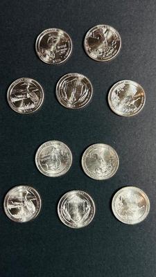 TEN 2015 UNCIRCULATED STATE PARK COMMEMORATIVE QUARTERS FROM DENVER AND PENNSYLVANIA MINTS