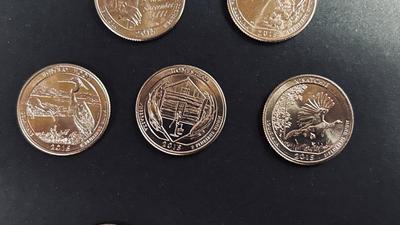 TEN 2015 UNCIRCULATED STATE PARK COMMEMORATIVE QUARTERS FROM DENVER AND PENNSYLVANIA MINTS