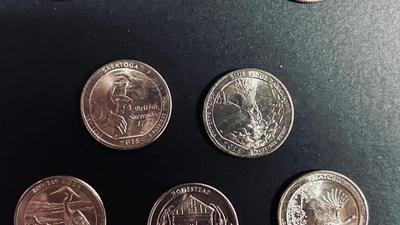 TEN 2015 UNCIRCULATED STATE PARK COMMEMORATIVE QUARTERS FROM DENVER AND PENNSYLVANIA MINTS