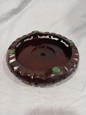 Sale Photo Thumbnail #100: Qianlong seal mark. Age unknown. Base 6", max. width 9", top 6", height 18". Wood stand included.