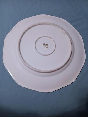 Sale Photo Thumbnail #75: White, Beaded Edge, Multicolor Flowers. Pattern Code: R R202.
Plate: Overall width 14 1/4", 1 1/2" high. Bowl: Overall width 14 1/4", 2 1/2" high.