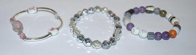 Collection of 3 Assorted BRACELETS (-2½"+ Opening) including Enamel & Flower Beads