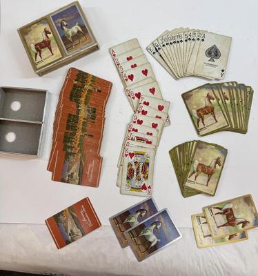Sale Photo Thumbnail #271: Box shows two horse decks, but the white horse deck was replaced by California deck. Both are in fair condition with some clipped edges.