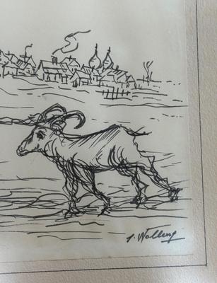 Sale Photo Thumbnail #100: By T. Wolling. Framed size approx. 16" x 14".