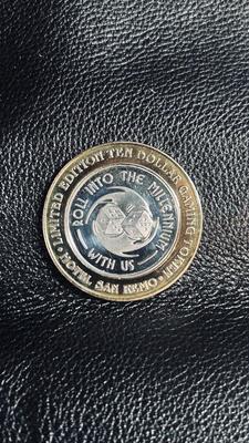 .999 HSP $10 GAMING TOKEN FROM HOTEL SAN REMO CASINO AND RESORT IN LAS VEGAS, NV