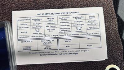 UNITED STATES MINT 50 STATE QUARTERS PROOF SET, YEAR 2000