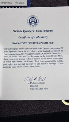 UNITED STATES MINT 50 STATE QUARTERS PROOF SET, YEAR 2000