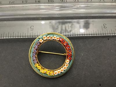 Italy Marked Vintage Micro Mosaic Brooch