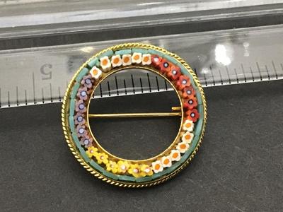 Italy Marked Vintage Micro Mosaic Brooch