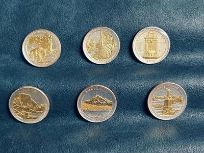 COLORIZED GOLD PLATED 2010 AMERICA THE BEAUTIFUL SERIES QUARTERS (1) 2011