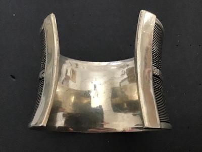 Tested Heavy Sterling Silver Wide Cuff. No Marks