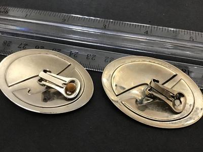 Large Chunky Enamel Earrings with Inlay. Vintage