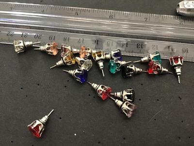 9 Pair Rhinestone Stud Earrings New