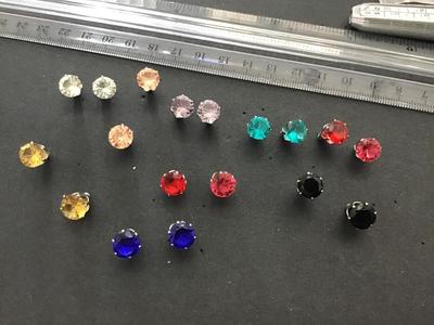 9 Pair Rhinestone Stud Earrings New