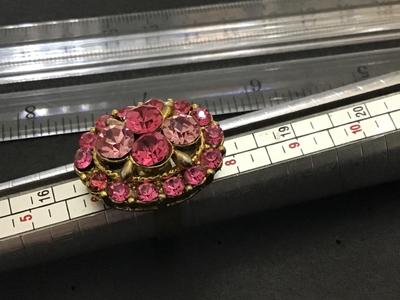 Vintage Chunky Statement Ring Pink Rhinestone