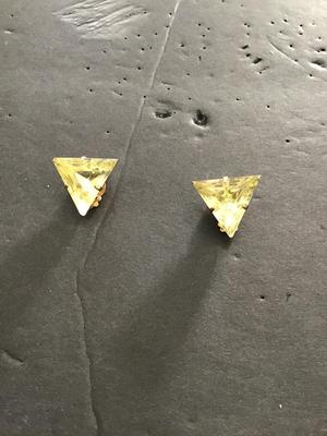 Vintage, bright, lemon, yellow art class, triangular clip on earrings