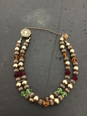 Beautiful multicolored rhinestones, 14/120 Gold filled clasp bracelet