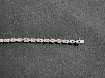 7” .925 STERLING SILVER BRACELET WITH LIGHT PURPLE AMETHYST STONES
