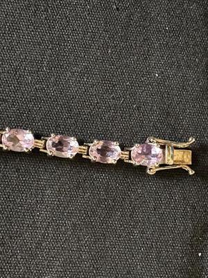 7” .925 STERLING SILVER BRACELET WITH LIGHT PURPLE AMETHYST STONES