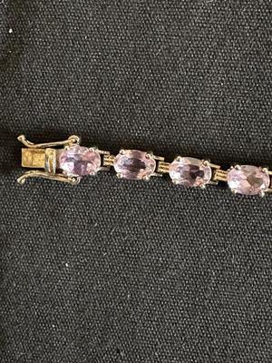 7” .925 STERLING SILVER BRACELET WITH LIGHT PURPLE AMETHYST STONES