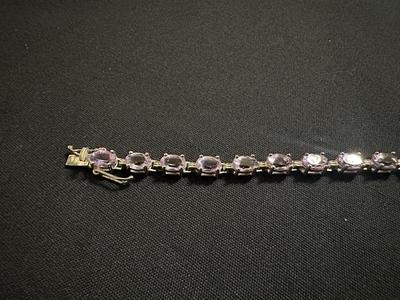 7” .925 STERLING SILVER BRACELET WITH LIGHT PURPLE AMETHYST STONES