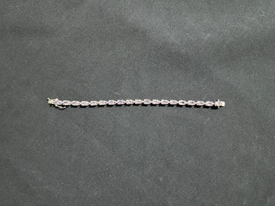 7” .925 STERLING SILVER BRACELET WITH LIGHT PURPLE AMETHYST STONES