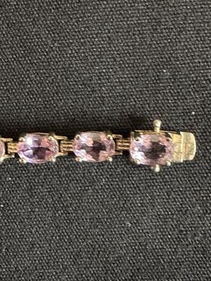 7” .925 STERLING SILVER BRACELET WITH LIGHT PURPLE AMETHYST STONES