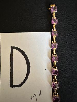 .925 STERLING SILVER BRACELET WITH MEDIUM PURPLE STONES