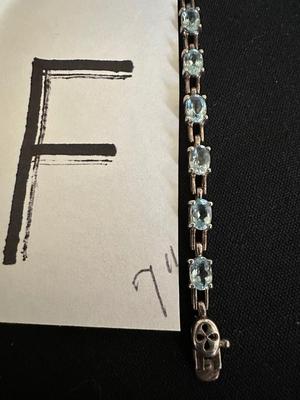 TECHNIBOND VERMEIL .925 STERLING SILVER BRACELET WITH LIGHT BLUE STONES