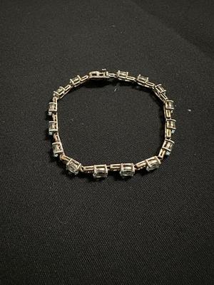TECHNIBOND VERMEIL .925 STERLING SILVER BRACELET WITH LIGHT BLUE STONES