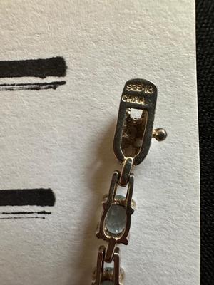 TECHNIBOND VERMEIL .925 STERLING SILVER BRACELET WITH LIGHT BLUE STONES