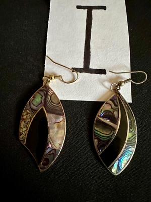 ABALONE & BLACK INLAY EARRINGS