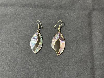 ABALONE & BLACK INLAY EARRINGS